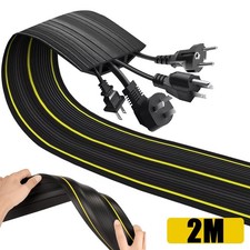 2M Black Floor Cable Protector Cable Tidy Rubber Wire Cover for indoor outdoor