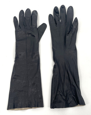 Genuine 100% Leather gloves 14'' Long Black size 7.5 unlined Formal Opera Matinee