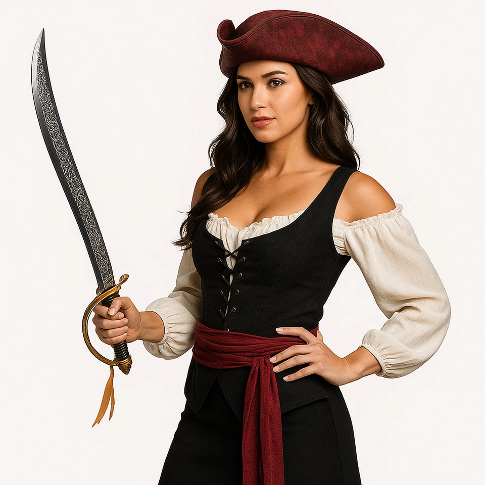 Espada pirata caribeña de plástico de lujo bucanero sable juguete utilería arma disfraz Foto 2 de 4