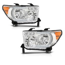 LED DRL Headlights For Toyota Tundra 2007-2013 Clear Lens Chrome Amber Reflector