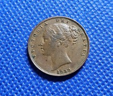 1858 Farthing Victoria British Copper Coin