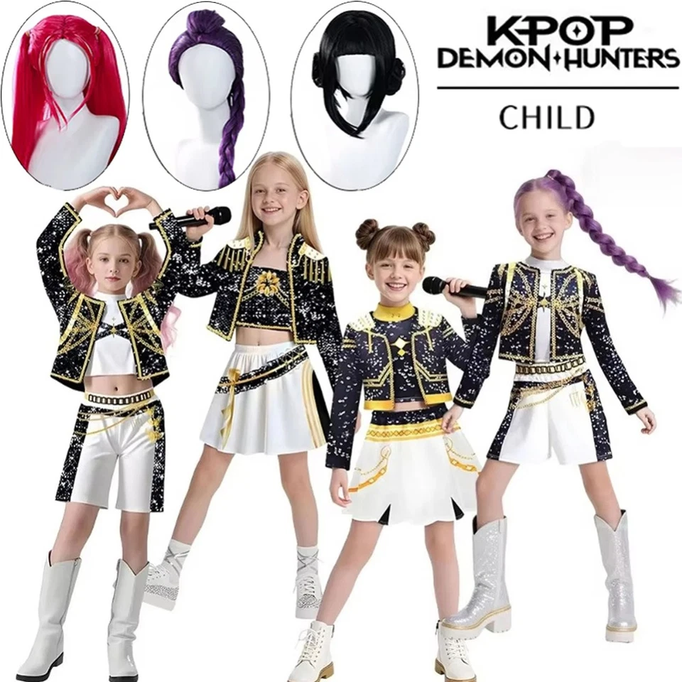 Kids Girls KPop Demon Hunters Costume Rumi Zoey Mira Cosplay Halloween Outfits