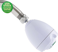 Shower Head 3-Spray 1.25 GPM Adjustable Wall Mount White