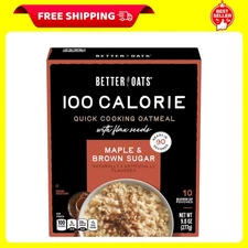 Better Oats 100 Calorie Maple & Brown Sugar Oatmeal Packets, Whole Grain with Fl