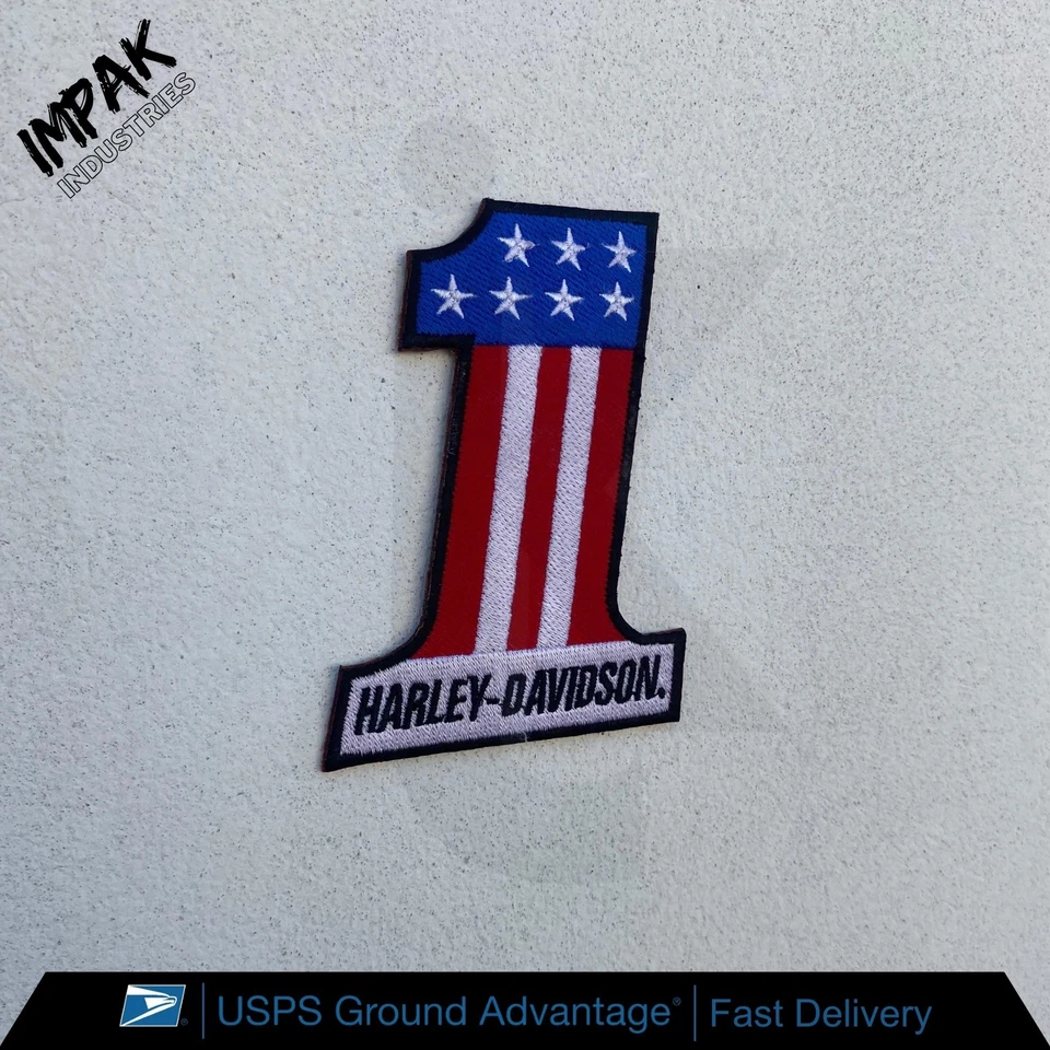 Parche pequeño Harley Davidson American Number # 1 parche bordado para planchar de 3x4" Foto 2 de 4