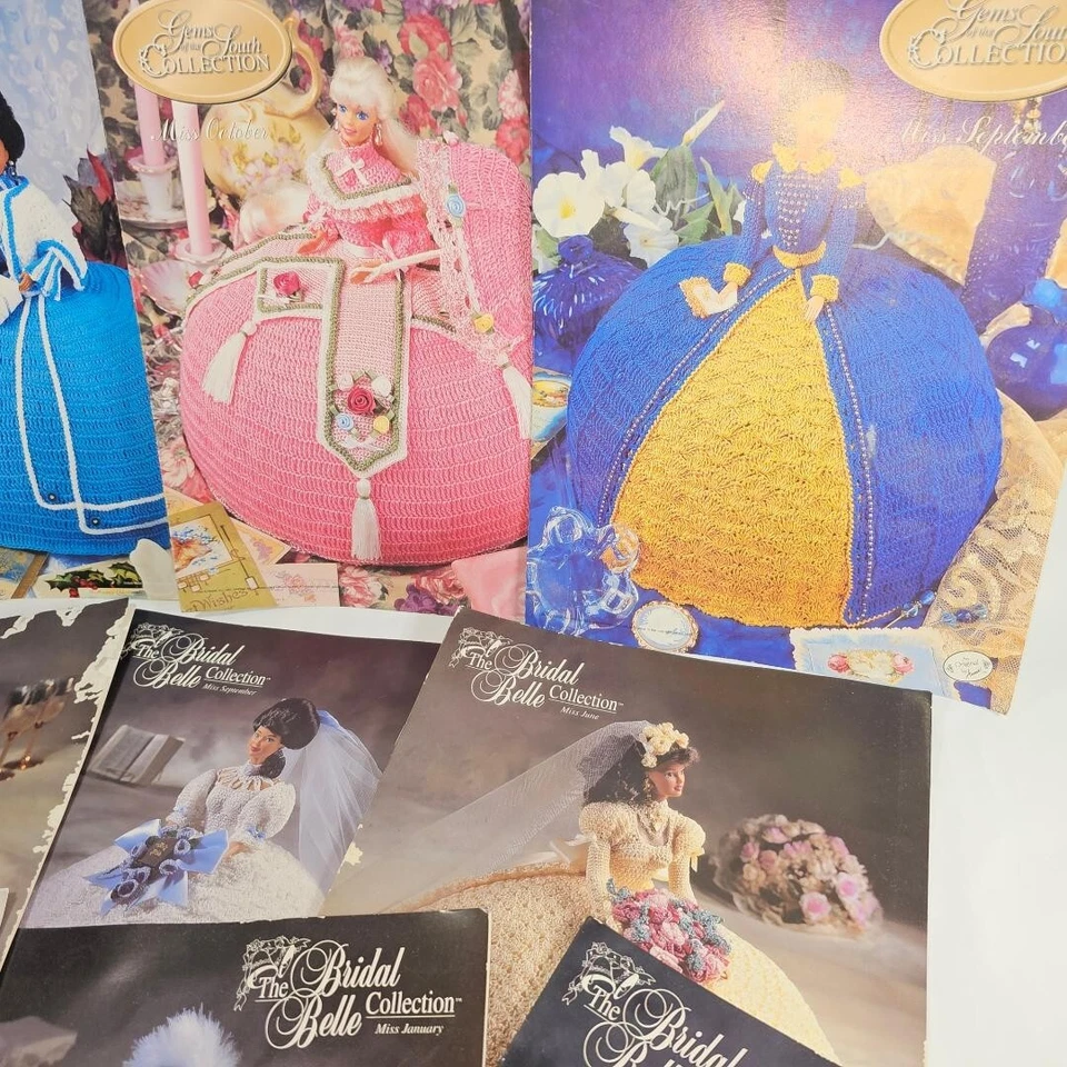 Lot of Annie's Attic Crochet Doll Patterns 9 Costume Fashion Bridal Belle plus - Image 3 of 4