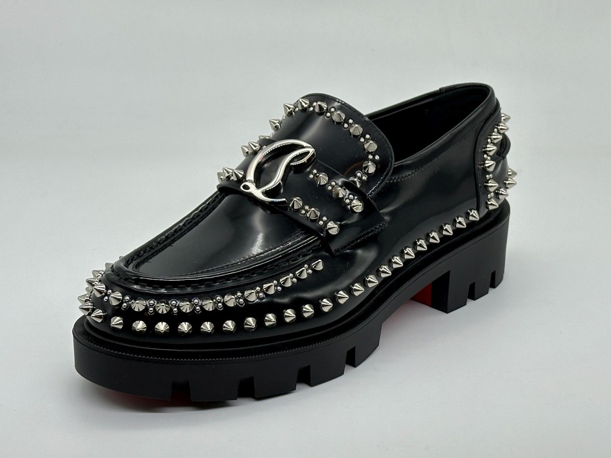 Christian Louboutin CL MOC LUG SPIKES FLAT Leather Loafers