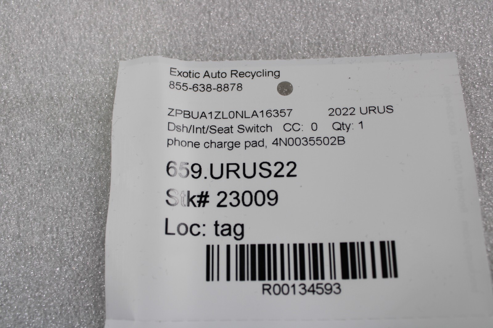 Lamborghini Urus, Wireless Phone Charge Pad, Used, P/N 4N0035502B