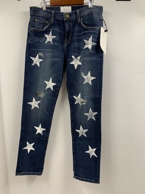$248 Print Boyfriend Denim Blue Jeans 