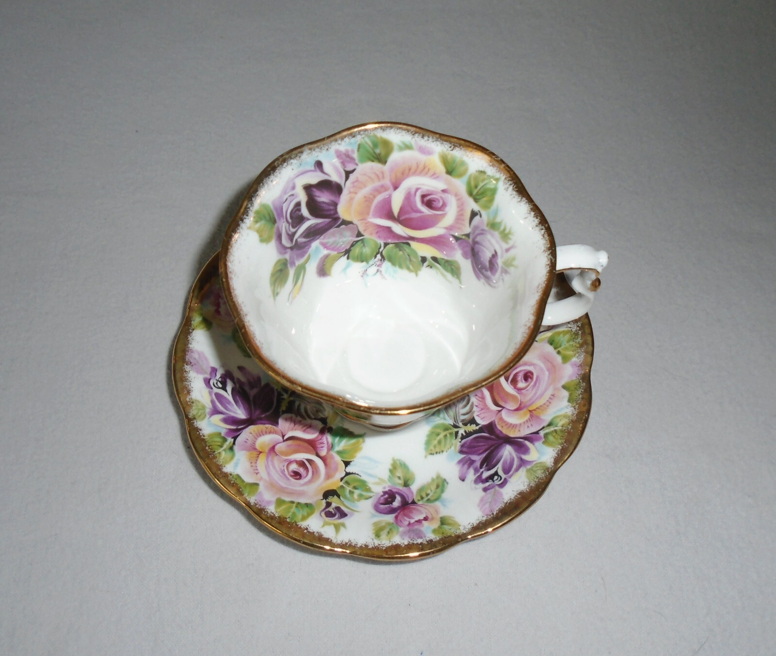 Royal Albert Summer Bounty Series Amethyst Footed Tea Cup and Saucer