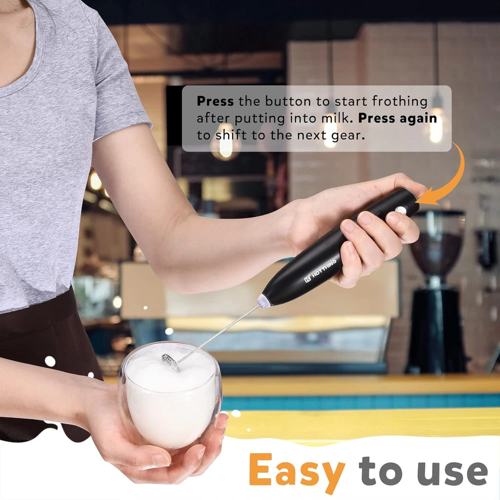 Milk Frother for Coffee, Hand Mixer, Handheld Electric Whisk, Battery Operated D