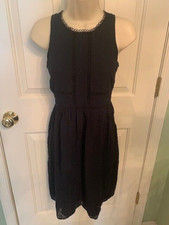 Ann Taylor Loft Navy Fully Lined Eyelet Dress Size 0P