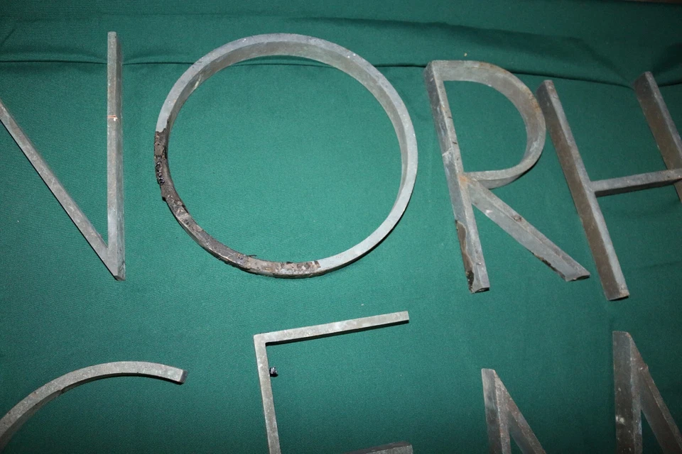 11 LARGE antique solid brass / bronze letters building marquee sign salvage old - Image 3 of 4