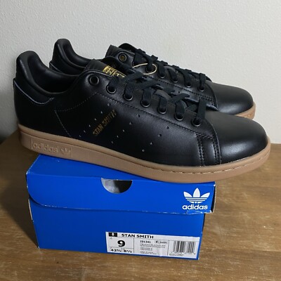 Adidas Stan Smith Black Leather Gun Sole ID1341 - Size 9