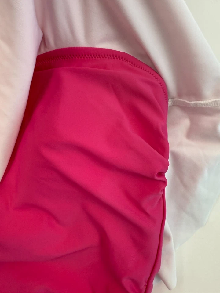 Traje de baño Tommy Hilfiger de una pieza sin tirantes con volantes 50+UPF rosa talla 4 nuevo con etiquetas Foto 4 de 4