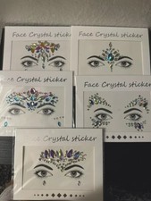 5 Sets DIY Face Stickers Gems Face Jewels Stick On Crystal Multicolor