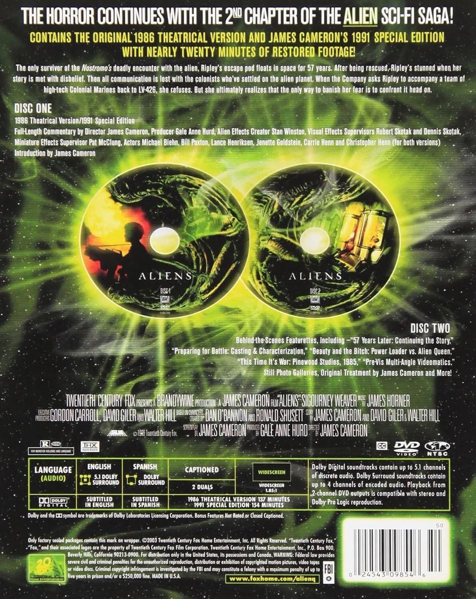 Aliens (DVD, 2004, 2-Disc Set, Collectors Edition) for sale