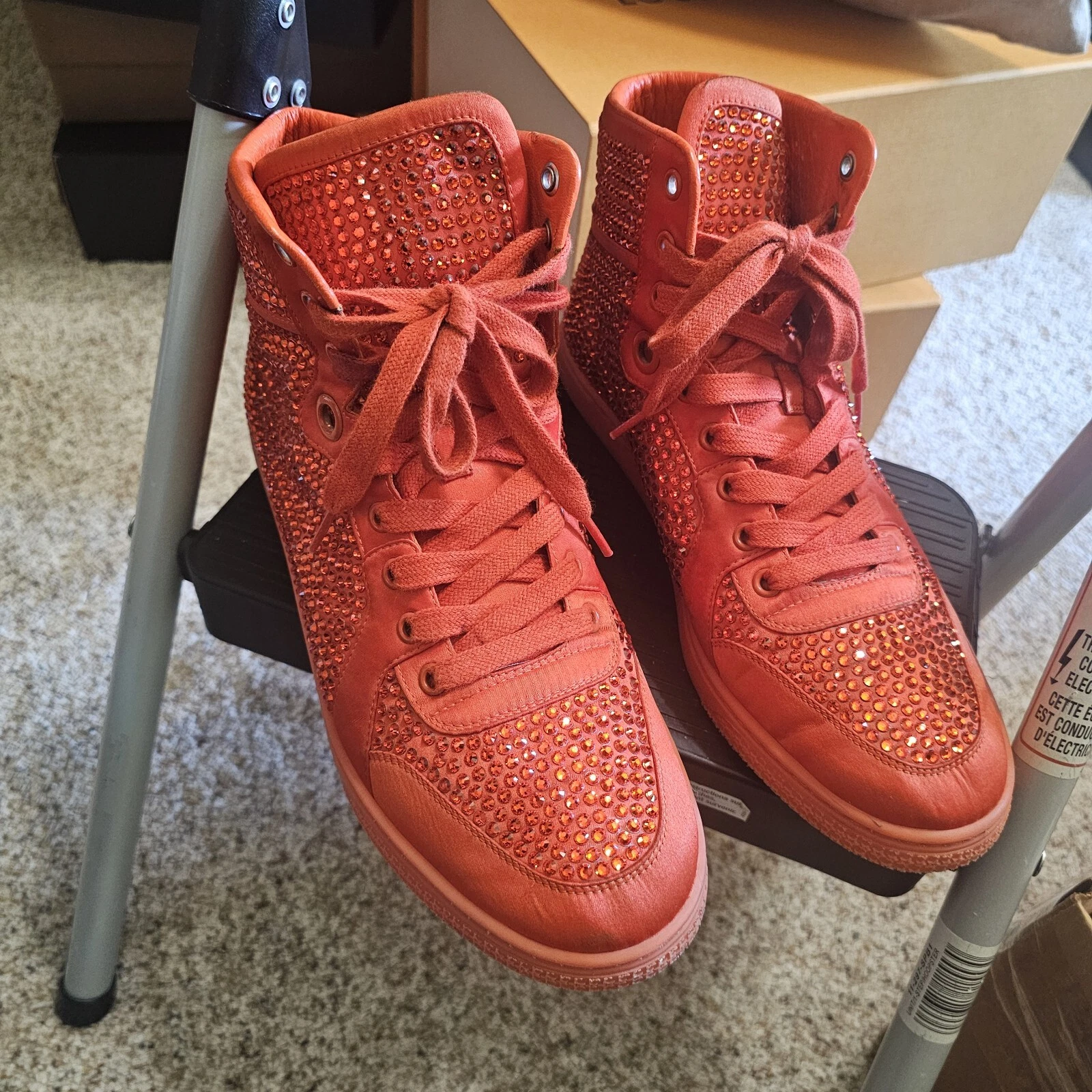 Baskets hautes Gucci cristal embellies Gucci taille 40,5/US 7 orange 