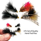 4 Pc Woolly Bugger Assortment #10, Fly Fishing Bass & Trout Streamer Flies B — photo 4