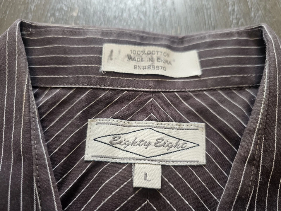 Eighty Eight Men's Brown Striped Long Sleeve Dress Shirt Size L - Image 3 of 4