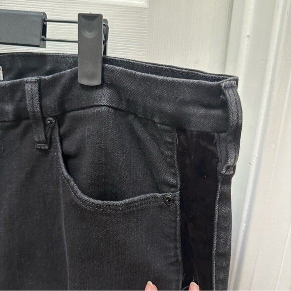 Good American Good Legs black high rise jeans velvet side panel 22