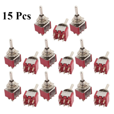 15Pcs AC 250V / 2A 120V / 5A DPDT 6 Pin On / Off / On Mini Toggle Switch Ersatz