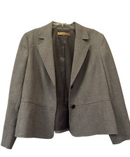 Nipon Boutique Gray Button Up Womens Blazer Suit Jacket Sz 8 Office Professional