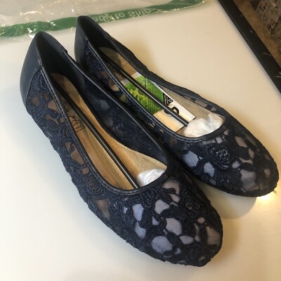Greatonu Women Shoes Cut Out Slip On Synthetic Lace Ballet Flats