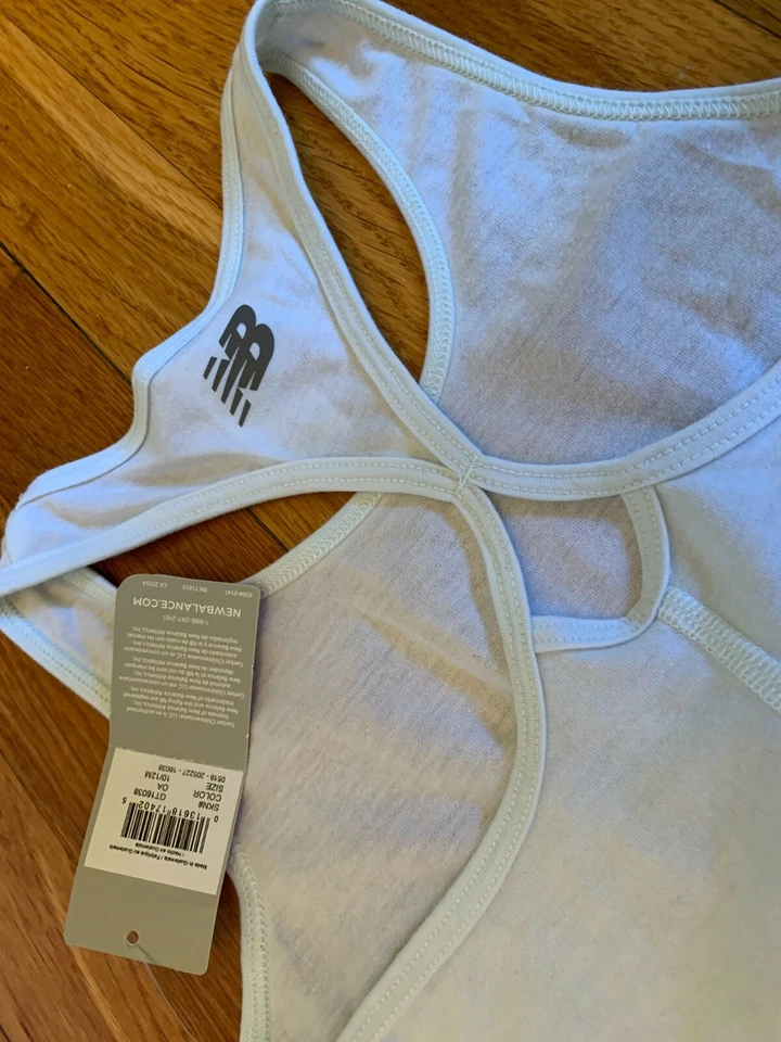 New Balance girls blue TANK TOP cami t shirt yoga running athletic NB dry 10 12 - Image 2 of 2