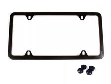 1PC SLIM BLACK STAINLESS STEEL LICENSE PLATE FRAME + SCREW CAPS /SLIM 4 HOLE BF