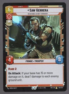 Star Wars Unlimited TotR Foil Card TWI150 Saw Gerrera