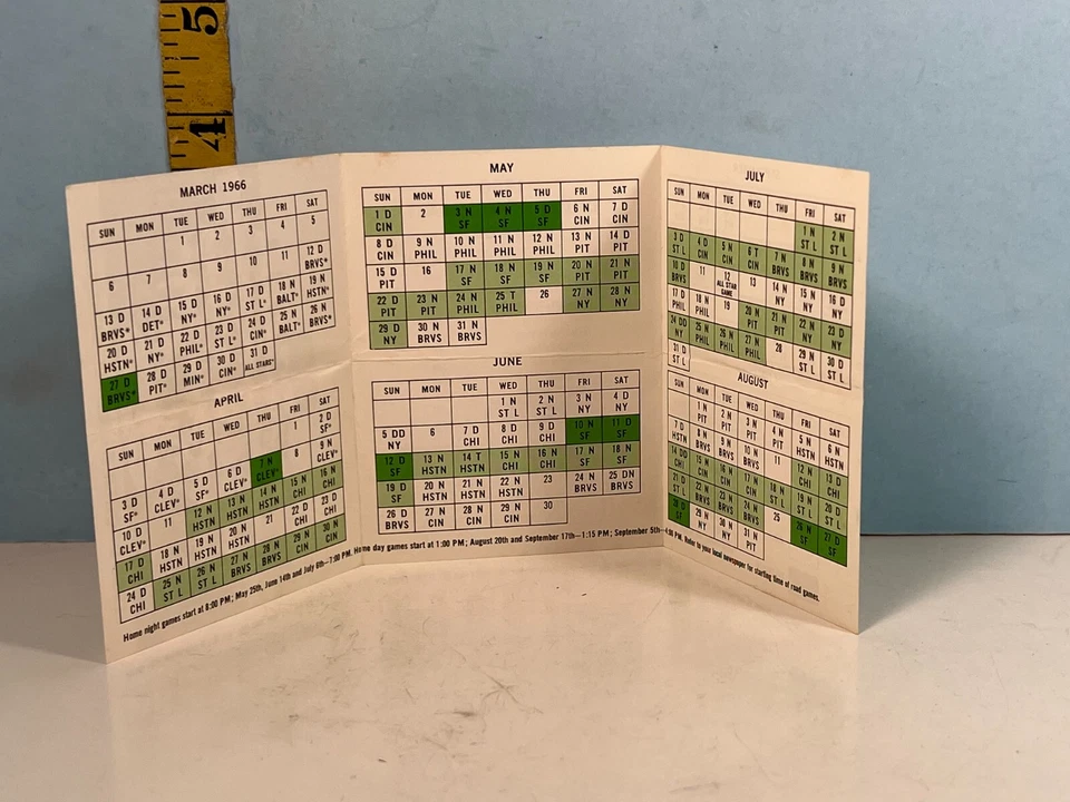 1966 Los Angeles Dodgers Baseball Schedule Security First National Bank - Image 4 of 4