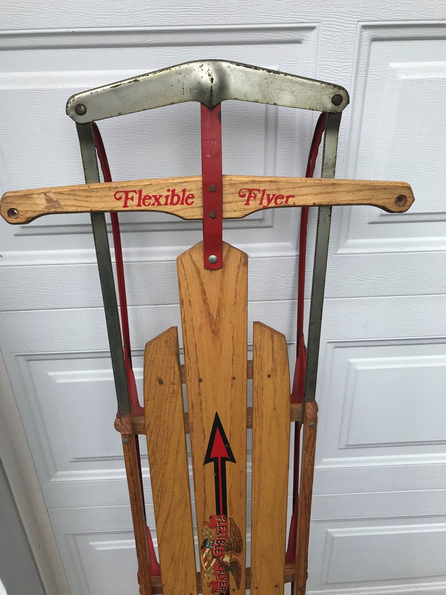Vintage Flexible Flyer Sled Wood Metal 1960's The Leisure Group