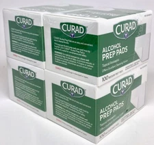 New Curad Alcohol Prep Pads Mini Medium (4 Boxes) 400 ct Total