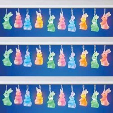 7ft LED Easter Bunny Indoor/Outdoor Battery Powered String Lights w/ Timer