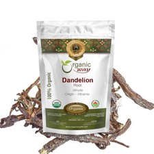 Organic Way Dandelion Root Whole - Herbal Tea  Organic, Kosher  USDA Certified