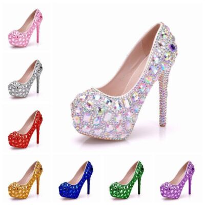 Damen High Heels, Hochzeit Schuhe, Kristall sexy Strasssteine, Hochzeit Schuhe