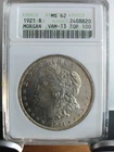 1921 S ANACS MS-62 Morgan SILVER DOLLAR LIGHTLY TONED