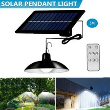 Solar Pendant Hanging Light Dimmable Outdoor Indoor Garden Yard Shed Porch Lamp