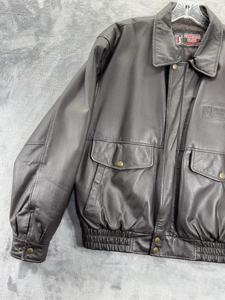 Chaqueta de bombardero de cuero PGA Tour Partners Club Life Member adulto grande golf deportes Foto 4 de 4