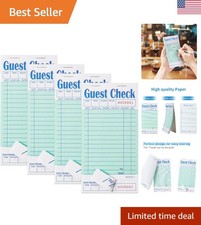Professional Green Server Checkbooks - 4 Packs with 50 Sheets Each for Waitstaff