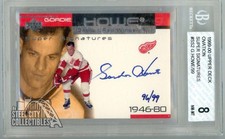 Gordie Howe 1999-00 UD Ovation Super Signatures Autograph Card #SS2 96/99 BGS 8