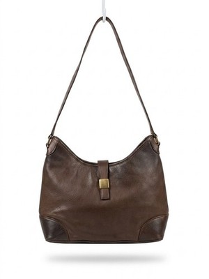  A. Giannetti Brown Real Leather Hobo Shoulder Bag Gold Hardware Everyday Purse 