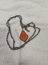 Grandmother’s Buttons Women’s Amber Pendant Necklace Vintage 28" Long