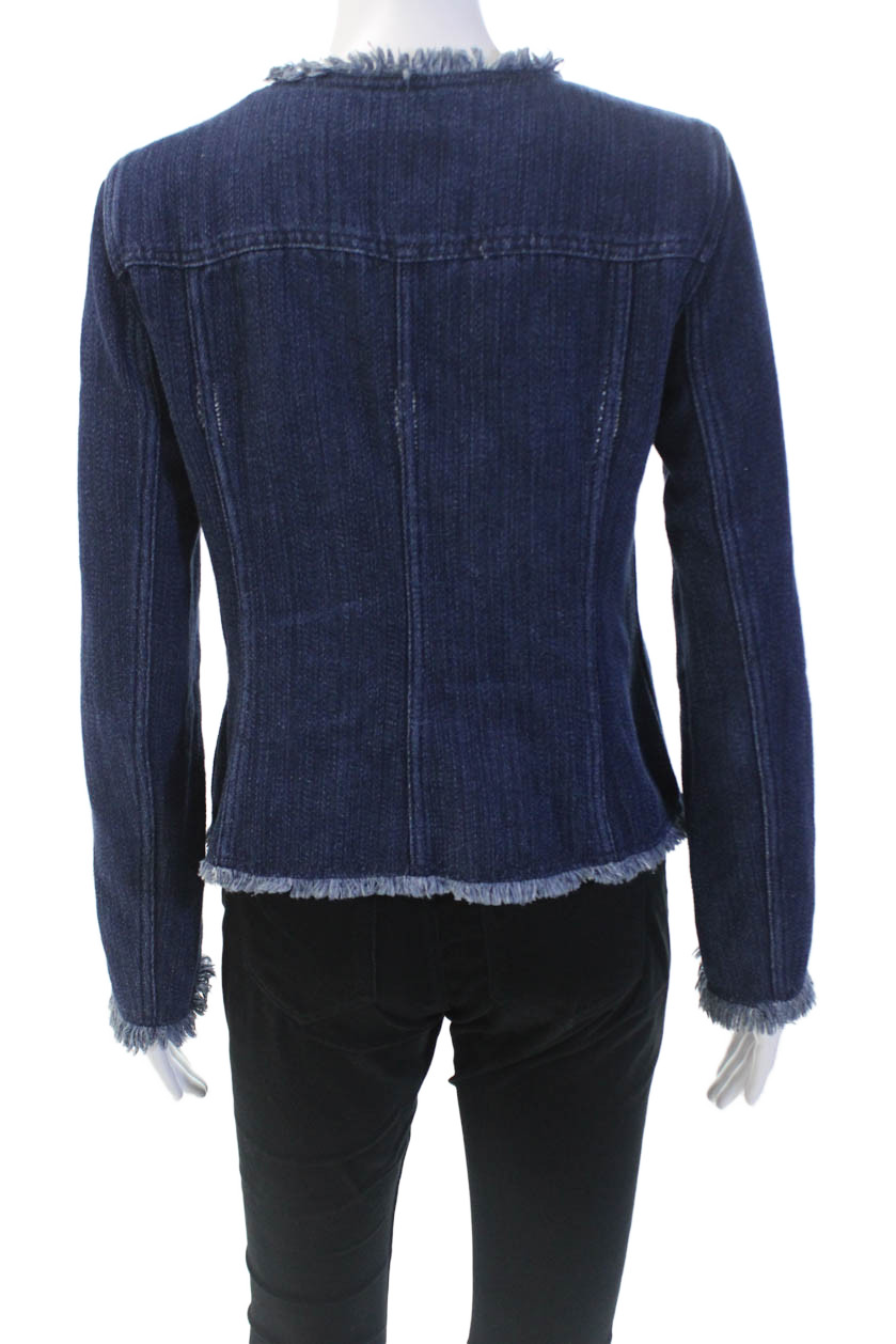 Club Monaco Womens Long Sleeve Button Denim Jacket Blue Size S