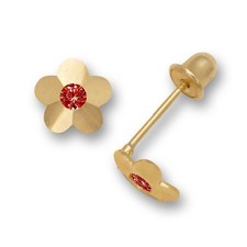 14K Yellow White Gold Flower Screw Back Stud Earrings for Baby Girl