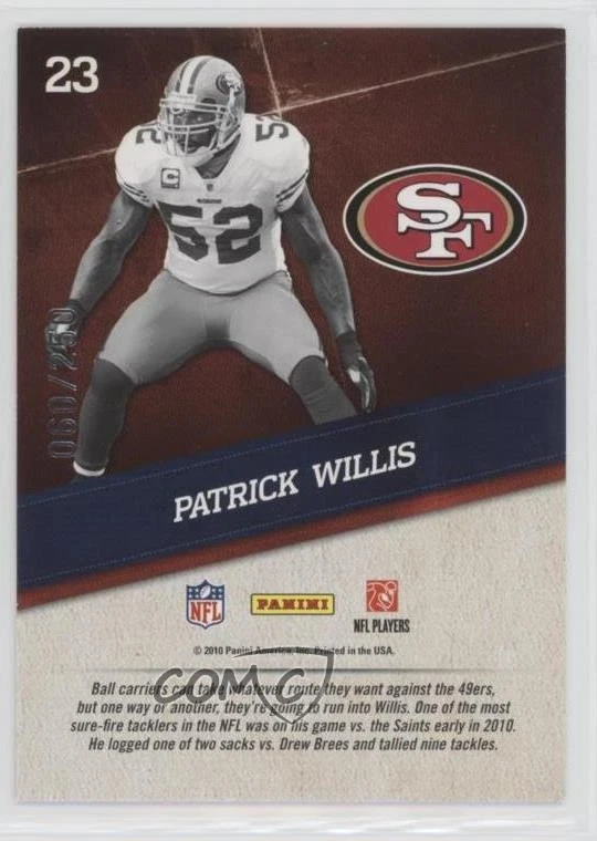 2010 Panini Gridiron Gear NFL Nation Silver /250 Patrick Willis #23 HOF - Image 2 of 2