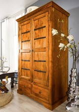 Schrank Akazienholz massiv Holz Kleiderschrank Massivholz Akazie 108x64x180cm