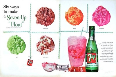 7Up Ice Cream Float Soda Pop Bright Midcentury Kitchen Dessert Vtg Mag Print Ad