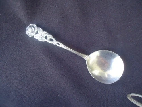 vintage Antiko 17m silver plated rose handle soup  spoon